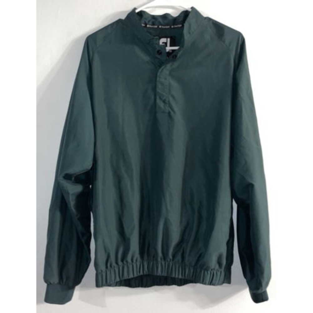 Foot Joy Men's Green Button Up Long Sleeve Pull Over SZ Med Canvas Golf Tennis